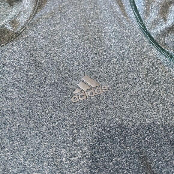 Adidas Tee Adult Size Medium Heather Green Climalite Short Sleeve Training Shirt - Picture 3 of 6